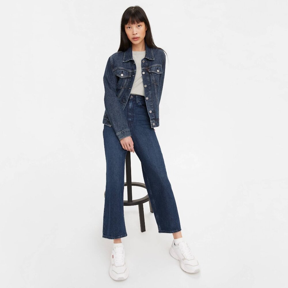Levi's High Rise Wide Leg Jeans in Dark Blue